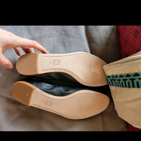 Tory Burch Minnie Cap Toe Ballet Flats in Black Leather $258, Sz 7, NIB!